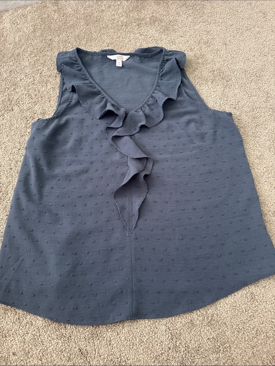 LC Lauren Conrad Tops - LC Lauren Conrad Slate Blue Ruffle V-Neck Camisole